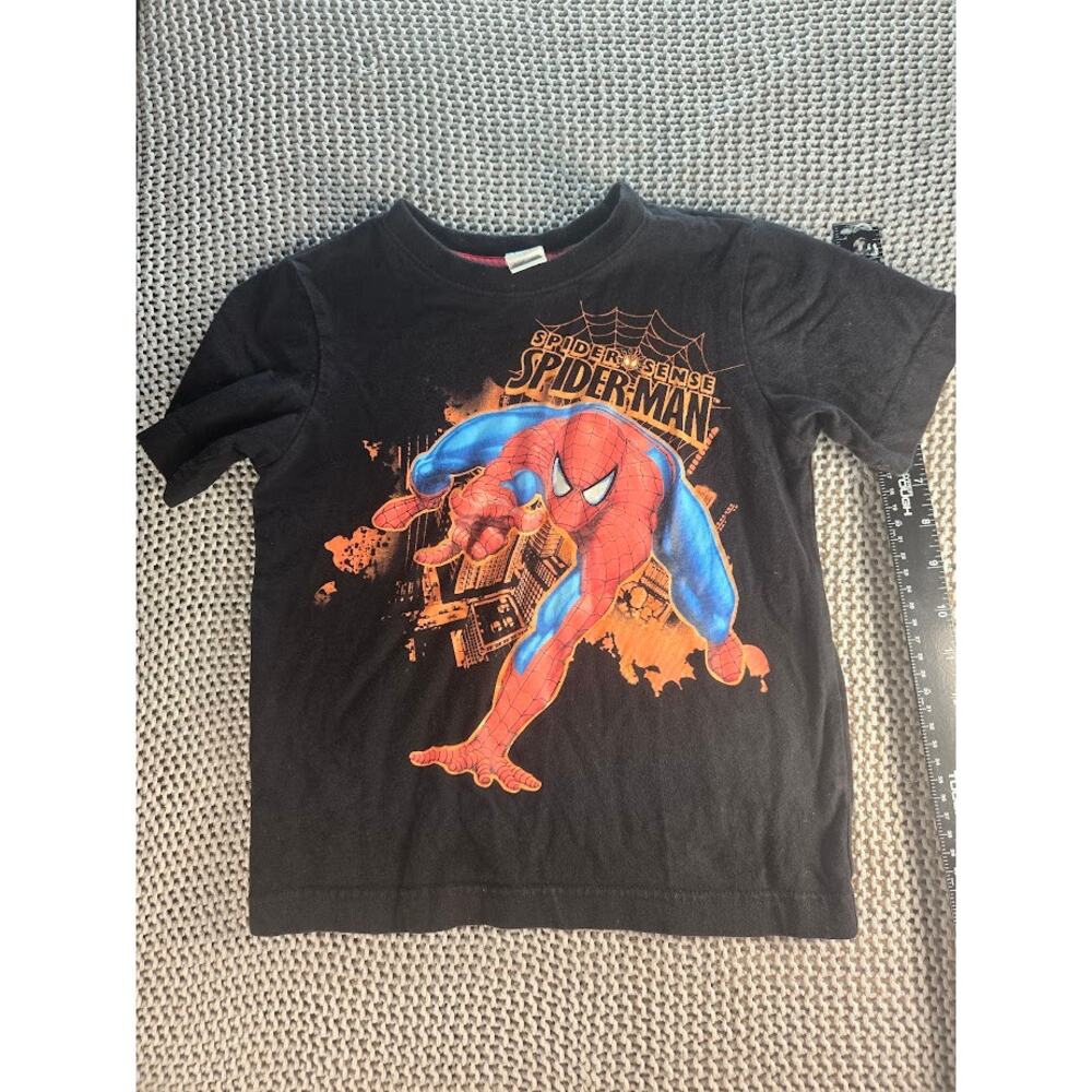 Vintage Youth Spider Sense Spiderman Black Shirt Size 6